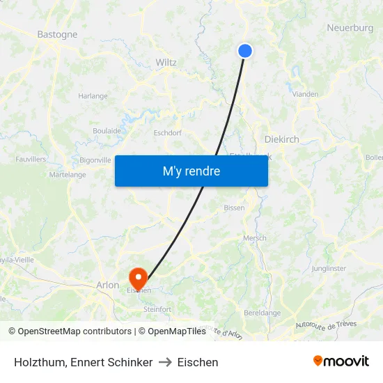 Holzthum, Ennert Schinker to Eischen map