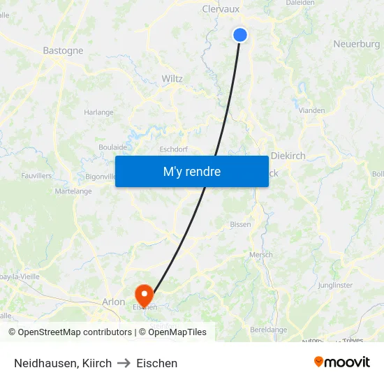 Neidhausen, Kiirch to Eischen map