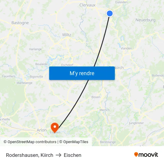 Rodershausen, Kiirch to Eischen map