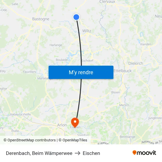 Derenbach, Beim Wämperwee to Eischen map
