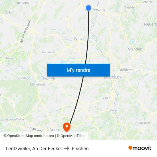 Lentzweiler, An Der Feckel to Eischen map