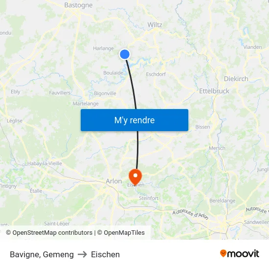Bavigne, Gemeng to Eischen map