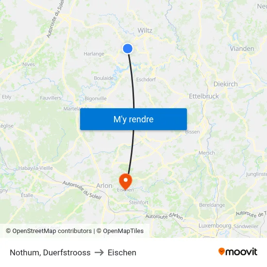 Nothum, Duerfstrooss to Eischen map