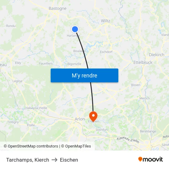 Tarchamps, Kierch to Eischen map