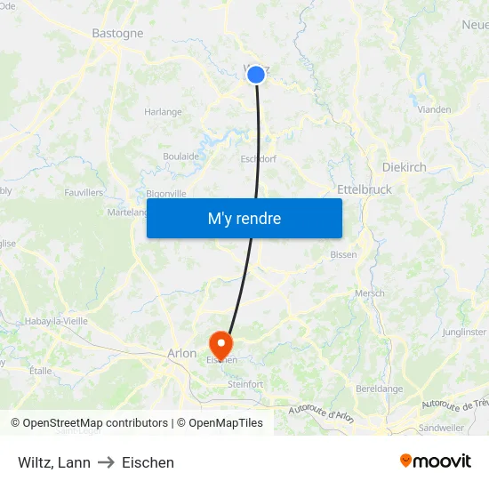 Wiltz, Lann to Eischen map