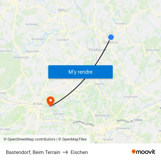 Bastendorf, Beim Terrain to Eischen map