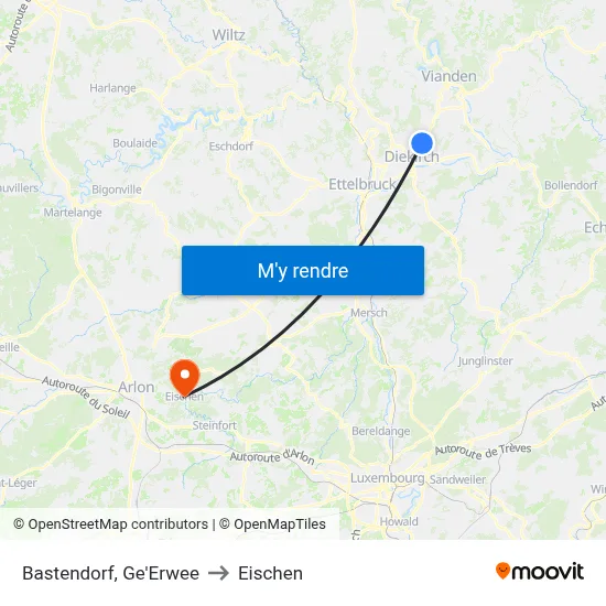 Bastendorf, Ge'Erwee to Eischen map