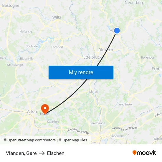 Vianden, Gare to Eischen map