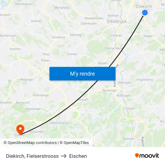 Diekirch, Fielserstrooss to Eischen map