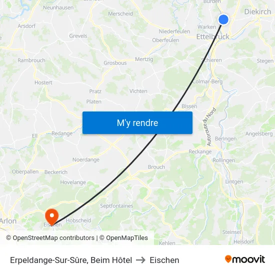 Erpeldange-Sur-Sûre, Beim Hôtel to Eischen map