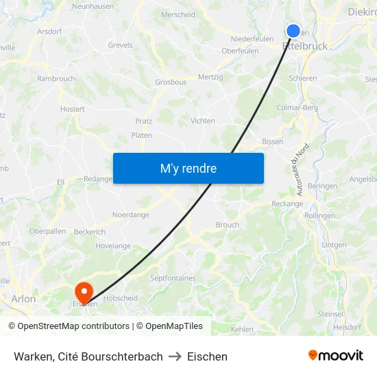 Warken, Cité Bourschterbach to Eischen map