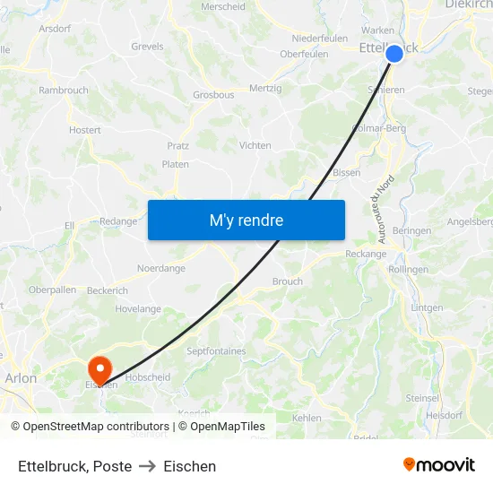 Ettelbruck, Poste to Eischen map