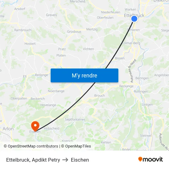 Ettelbruck, Apdikt Petry to Eischen map