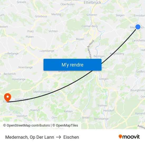 Medernach, Op Der Lann to Eischen map
