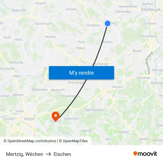Mertzig, Wéchen to Eischen map