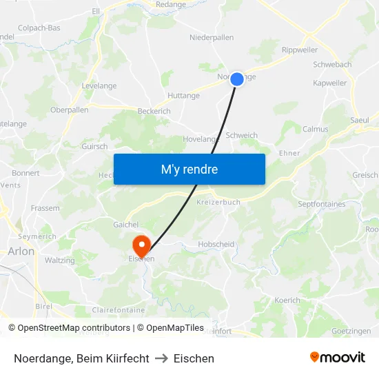 Noerdange, Beim Kiirfecht to Eischen map