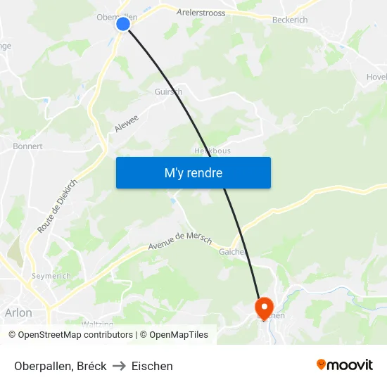 Oberpallen, Bréck to Eischen map