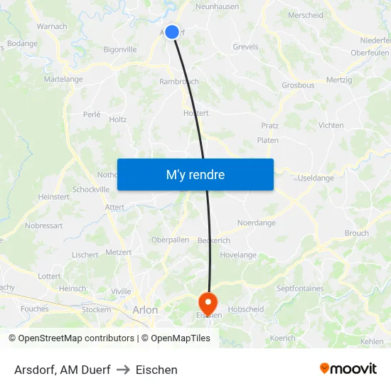 Arsdorf, AM Duerf to Eischen map