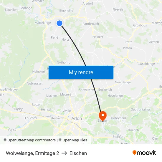 Wolwelange, Ermitage 2 to Eischen map