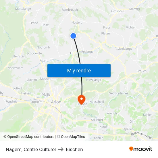 Nagem, Centre Culturel to Eischen map