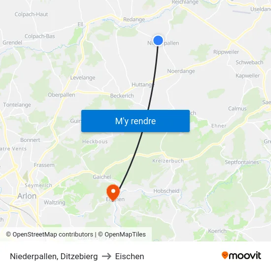 Niederpallen, Ditzebierg to Eischen map