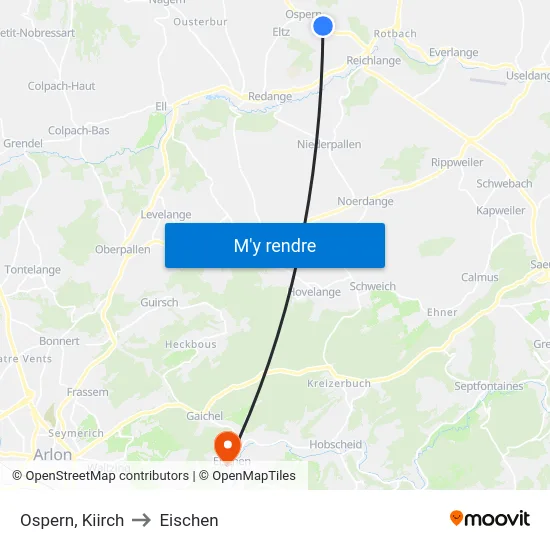 Ospern, Kiirch to Eischen map