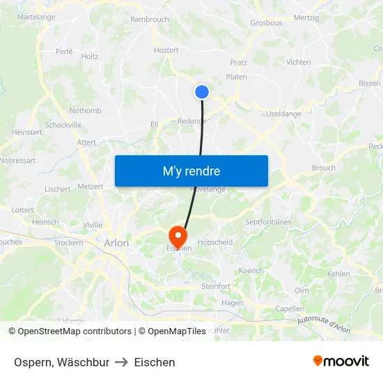 Ospern, Wäschbur to Eischen map