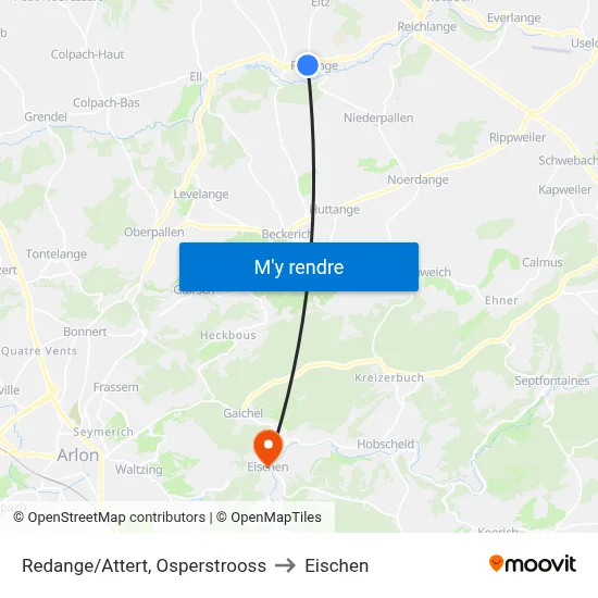 Redange/Attert, Osperstrooss to Eischen map