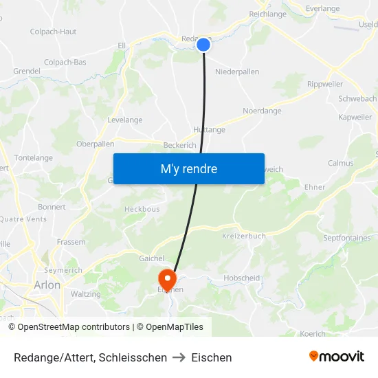 Redange/Attert, Schleisschen to Eischen map