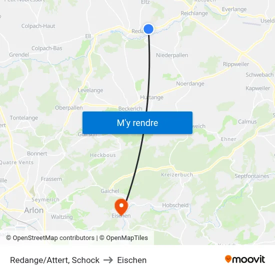 Redange/Attert, Schock to Eischen map