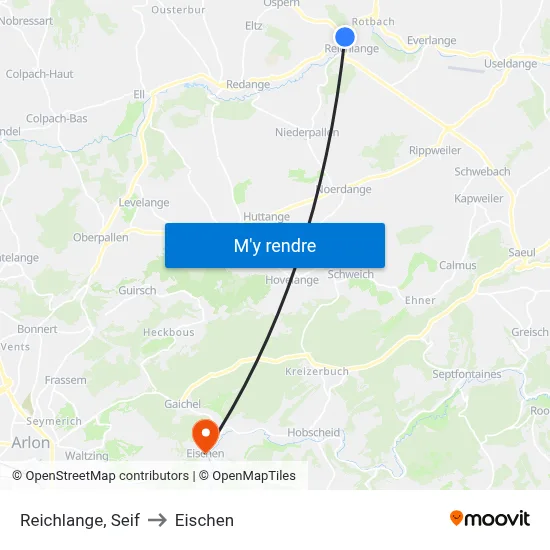 Reichlange, Seif to Eischen map