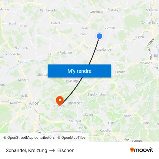 Schandel, Kreizung to Eischen map