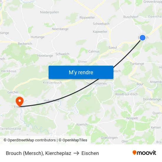 Brouch (Mersch), Kiercheplaz to Eischen map