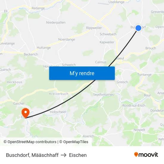 Buschdorf, Määschhaff to Eischen map