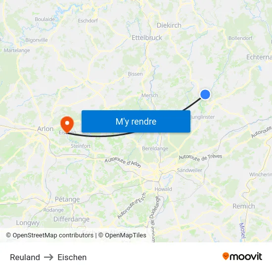 Reuland to Eischen map
