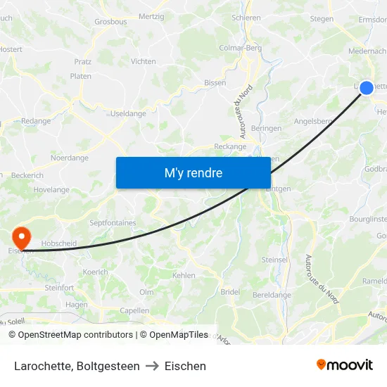 Larochette, Boltgesteen to Eischen map