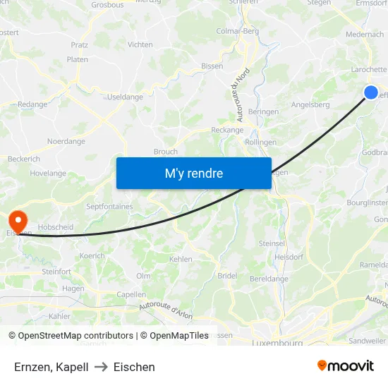 Ernzen, Kapell to Eischen map