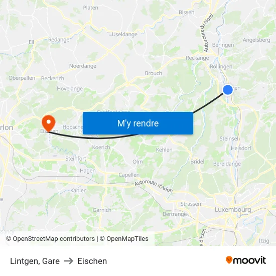 Lintgen, Gare to Eischen map
