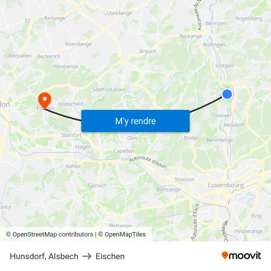 Hunsdorf, Alsbech to Eischen map