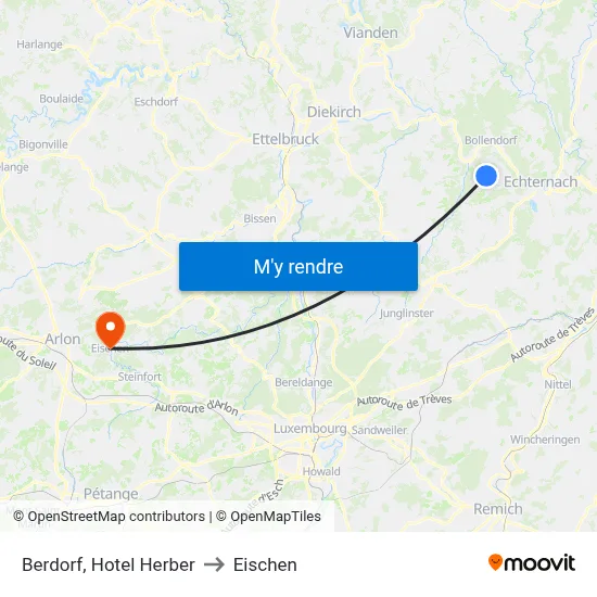 Berdorf, Hotel Herber to Eischen map