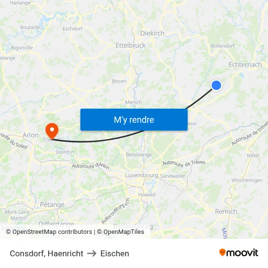 Consdorf, Haenricht to Eischen map