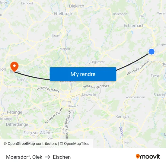 Moersdorf, Olek to Eischen map