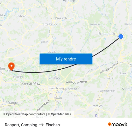 Rosport, Camping to Eischen map