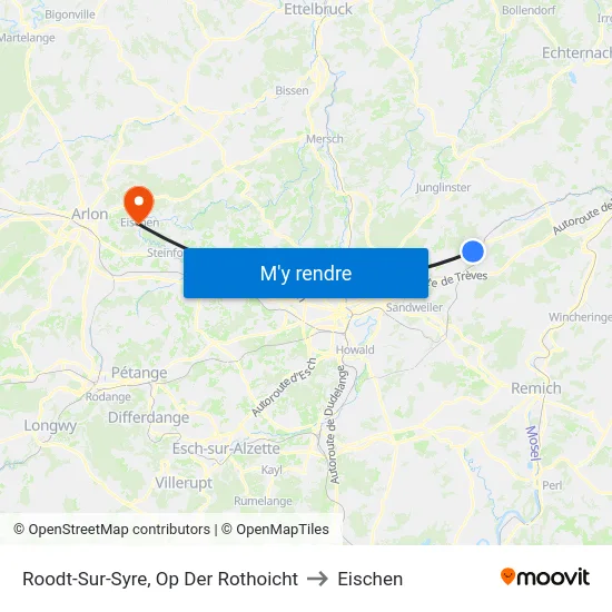 Roodt-Sur-Syre, Op Der Rothoicht to Eischen map