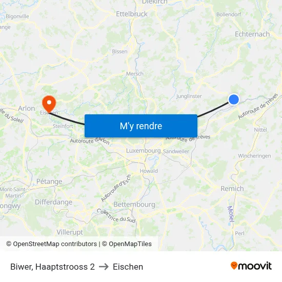 Biwer, Haaptstrooss 2 to Eischen map