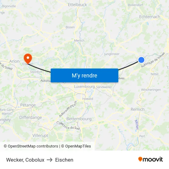 Wecker, Cobolux to Eischen map