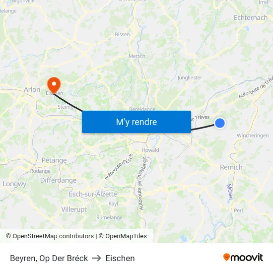 Beyren, Op Der Bréck to Eischen map