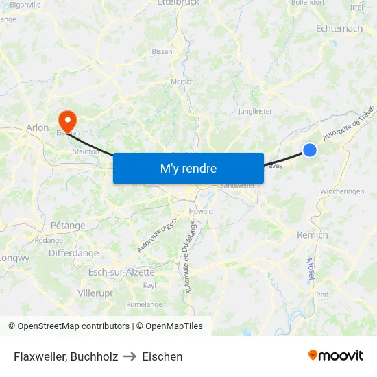 Flaxweiler, Buchholz to Eischen map