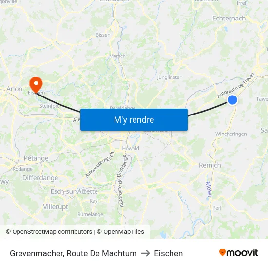 Grevenmacher, Route De Machtum to Eischen map