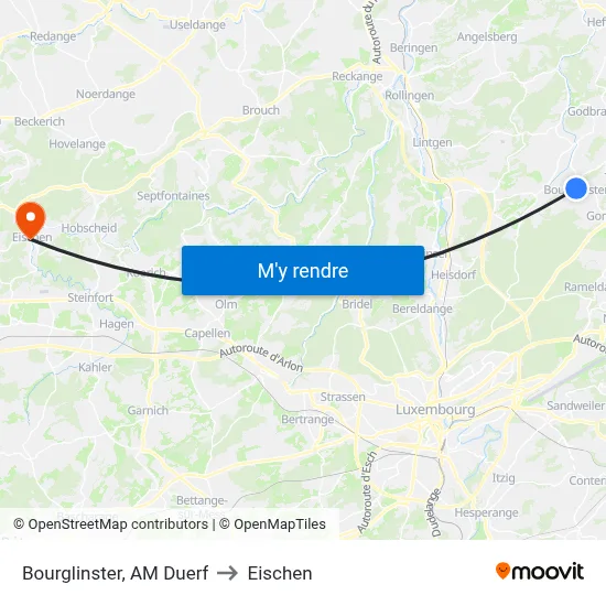 Bourglinster, AM Duerf to Eischen map